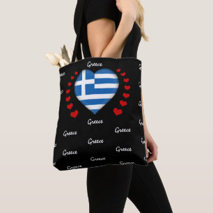 Bolso De Tela Bandera y corazón de Grecia, moda y deporte de ba