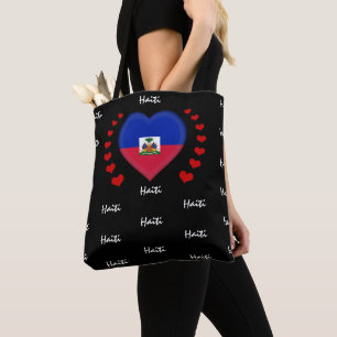 Bolso De Tela Bandera y corazón de Haití, moda/deporte de band