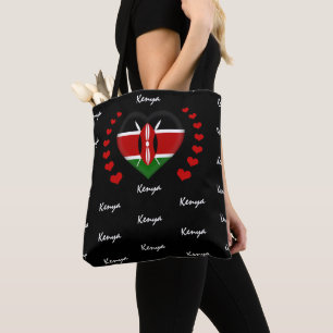 Bolso De Tela Bandera y corazón de Kenia, moda y deporte de ban