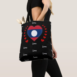 Bolso De Tela Bandera y corazón de Laos, moda/deporte de bander