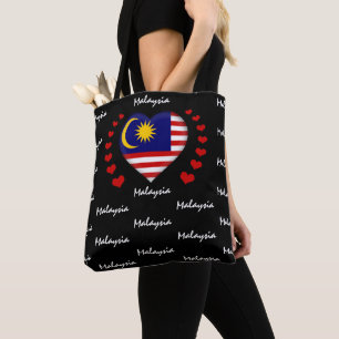 Bolso De Tela Bandera y corazón de Malasia, moda y deporte de b