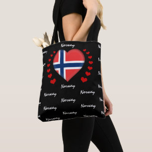 Bolso De Tela Bandera y corazón de Noruega, moda/deporte de ban