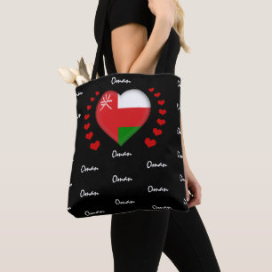 Bolso De Tela Bandera y corazón de Omán, bandera de Omán, mod