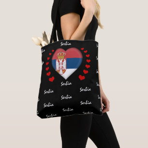 Bolso De Tela Bandera y corazón de Serbia, moda/deporte de band