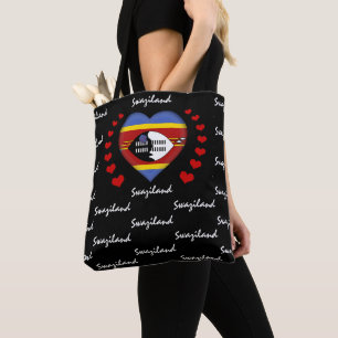 Bolso De Tela Bandera y corazón de Suazilandia, moda/deporte de