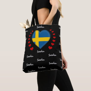 Bolso De Tela Bandera y corazón de Suecia, moda/deporte de bande