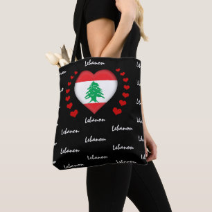 Bolso De Tela Bandera y corazón del Líbano, bandera libanesa d