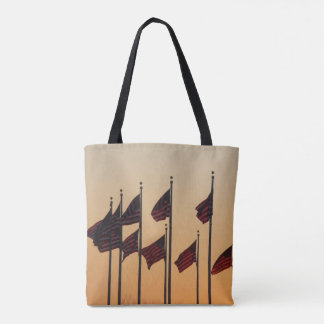 Bolso De Tela Banderas al atardecer Patriótico Americano USA