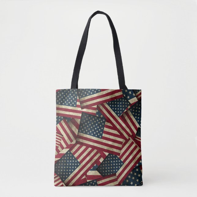 Bolso De Tela Banderas americanas con problemas (Anverso)