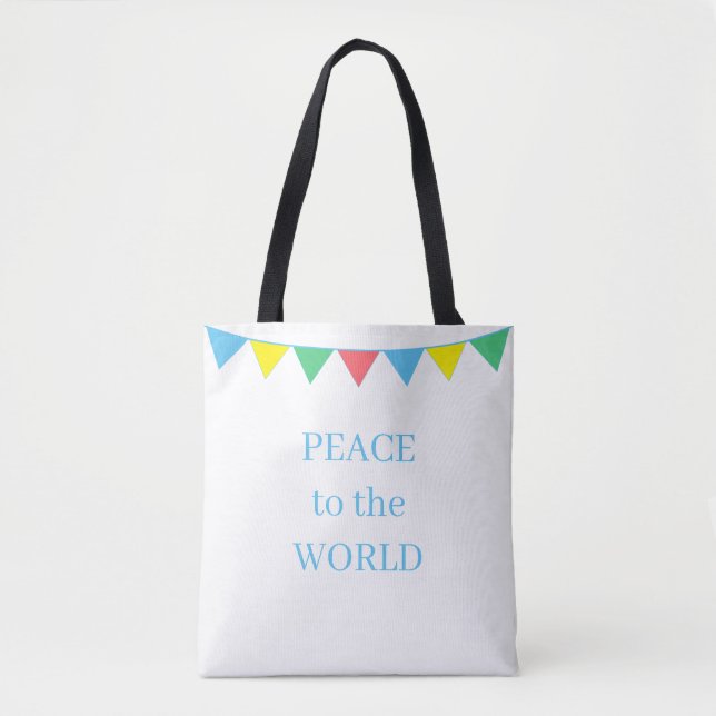 Bolso De Tela Banderas Multicolores sobre Blanco (Anverso)