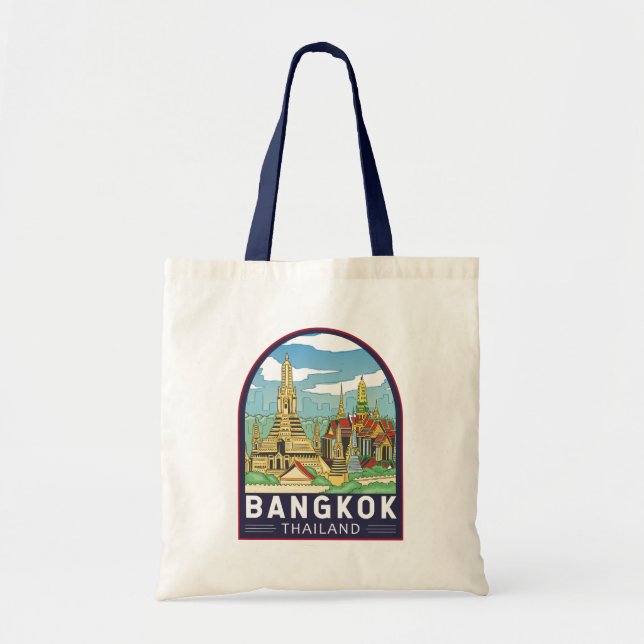 Bolso De Tela Bangkok Tailandia: El emblema retro de viajes (Frente)