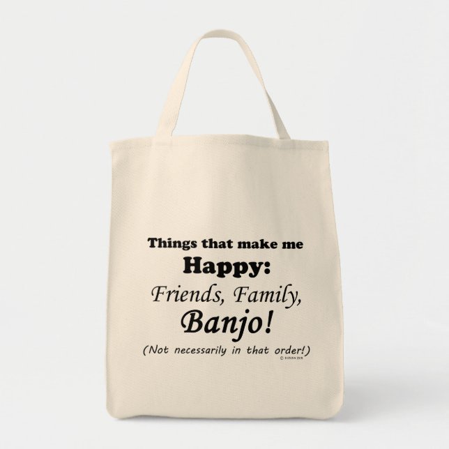 Bolso De Tela Banjo me hace feliz (Frente)