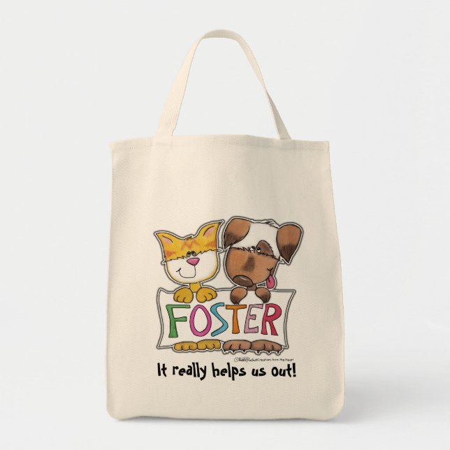 Bolso De Tela Banner del perro y el gato sostienen al FOSTER (Frente)
