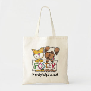 Bolso De Tela Banner del perro y el gato sostienen al FOSTER