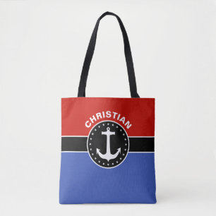 Bolso De Tela Banner negro y Rectángulo azul + tus ideas