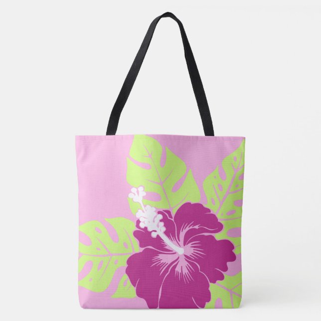 Bolso De Tela Banzai Beach Hawaiian Hibiscus Reversible Beach Ba (Anverso)