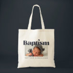 Bolso De Tela Baptism Modern Bold Simple Foto Gracias<br><div class="desc">Este diseño simple y clásico está compuesto por tipografía de la síspera y agrega una foto personalizado. Este diseño es moderno,  moda,  lúdico y divertido.</div>