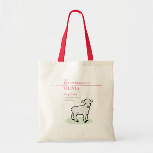 Bolso De Tela Baptismo de nieta Cordero rosa personalizado