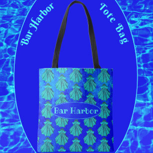 Bolso De Tela Bar Harbour Maine Bold Blue Scallop Shell