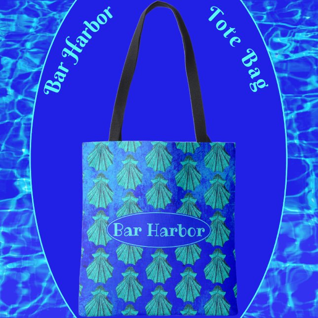 Bolso De Tela Bar Harbour Maine Bold Blue Scallop Shell (Subido por el creador)