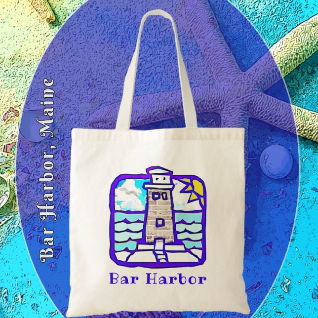Bolso De Tela Bar Harbour Maine Lighthouse y Ocean Waves Bag (Subido por el creador)
