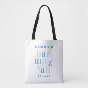 Bolso De Tela Bar Mitzvah Blue Modern Typography Party Favor
