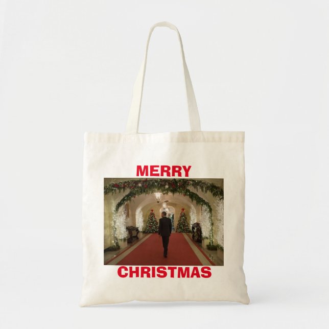 Bolso De Tela Barack Obama Feliz Navidad - (Frente)