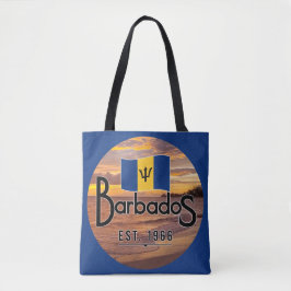 Bolso De Tela "Barbados Este. Atardecer De 1966 Con Bandera De B