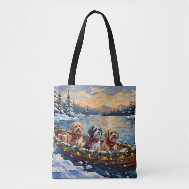 Bolso De Tela Barca de vacaciones de Navidad de Lhasa Apso (Anverso)