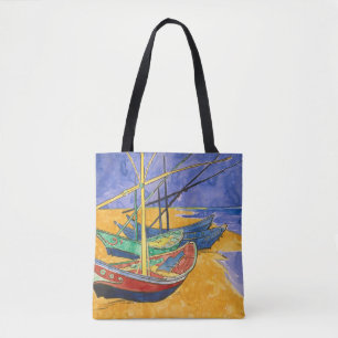 Bolso De Tela Barcas de Pesca en la Playa por Vincent Van Gogh