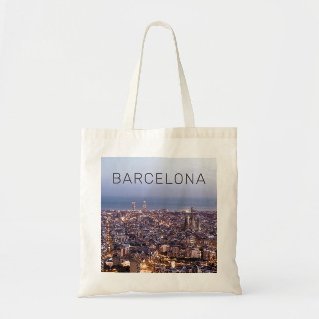 Bolso De Tela Barcelona Cataluña Sunset Skyline España Cityscape (Frente)