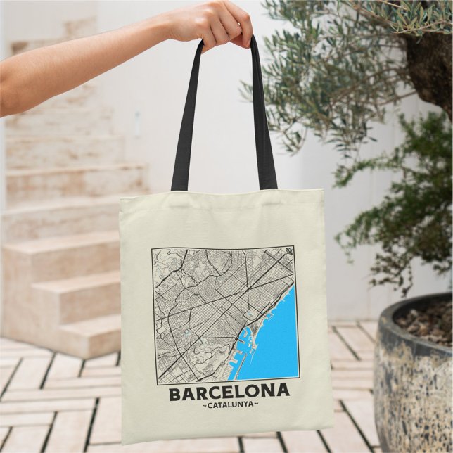 Bolso De Tela Barcelona, Catalunya City Map Tote Bag (Subido por el creador)