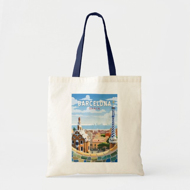 Bolso De Tela Barcelona España Viaje Arte Vintage (Frente)