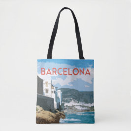 Bolso De Tela Barcelona, España Vista Artística Costera