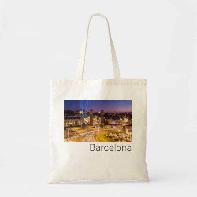 Bolso De Tela Barcelona Plaza de España Cataluña España Sunset (Frente)