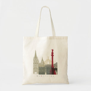 Bolso De Tela Barcelona skyline poster