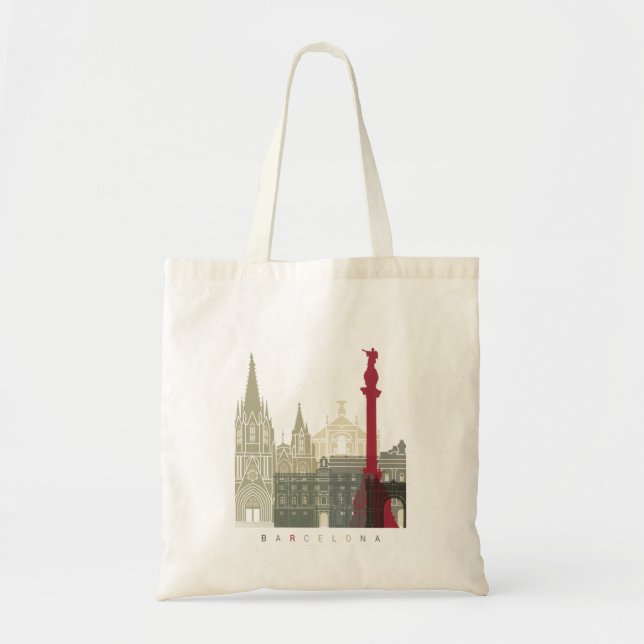 Bolso De Tela Barcelona skyline poster (Frente)