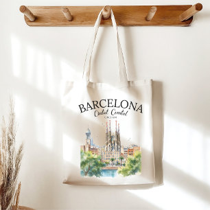 Bolso De Tela Barcelona Spain Vintage Art Landscape