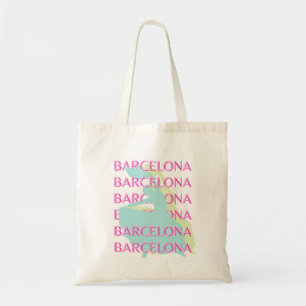 Bolso De Tela Barcelona Travel Art, España Travel Art, Pink