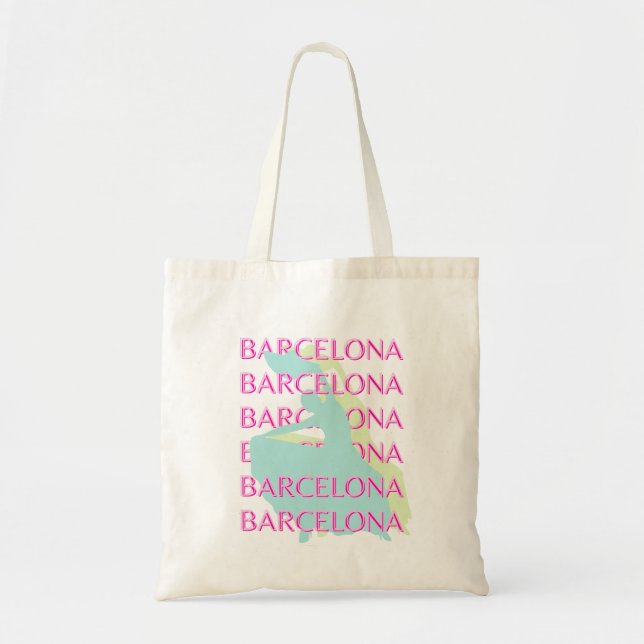 Bolso De Tela Barcelona Travel Art, España Travel Art, Pink (Frente)