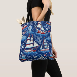 Bolso De Tela Barco Azul Marino Marino