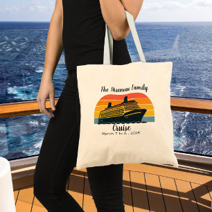 Bolso De Tela Barco Crucero Lindo Naranja & Amarillo Personaliza