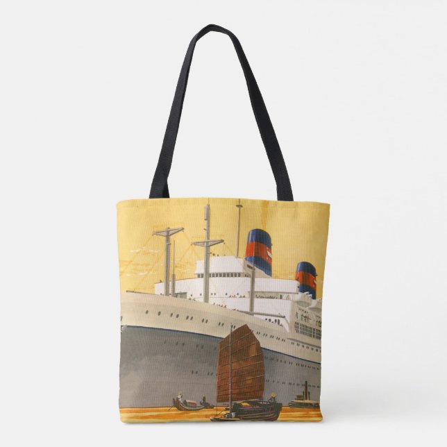 Bolso De Tela Barco de crucero de época a Oriente con barcos bas (Reverso)
