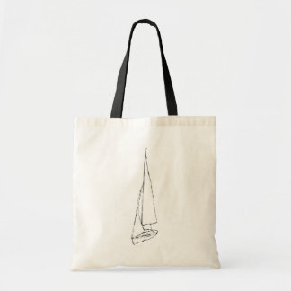 Bolso De Tela Barco de navegación. Bosquejo en blanco y negro.