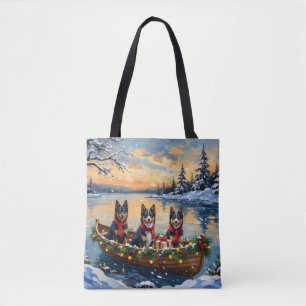 Bolso De Tela Barco de Navidad de Finnish Lapphund Vacaciones