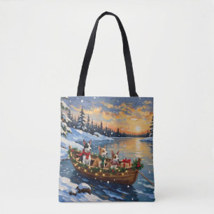 Bolso De Tela Barco de Navidad del Terrier de Rata Fiesta