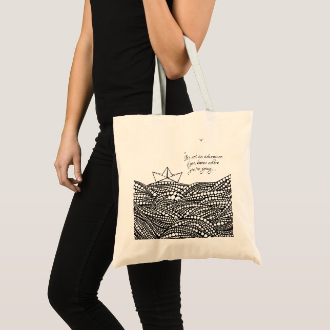 Bolso De Tela Barco de papel con lápiz | texto motivador (Anverso (producto))