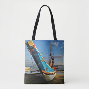 Bolso De Tela Barco de pesca colorido por el océano