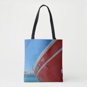Bolso De Tela Barco de pesca en el puerto de Mykonos en Cíclada