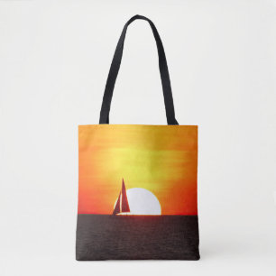 Bolso De Tela Barco de vela al atardecer
